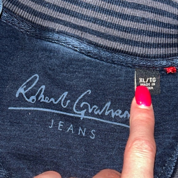 Robert Graham Sweater Mens xl  Pullover Blue/Grey  Quarter Zip Casual Adult - Picture 2 of 2